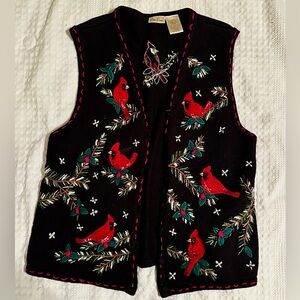 Bobbie Brooks Black and Red Christmas Vest